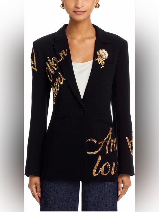 cinq a sept Jackets & Blazers - Cinq a Sept Sequinned Graphic Blazer
Color: Black/gold